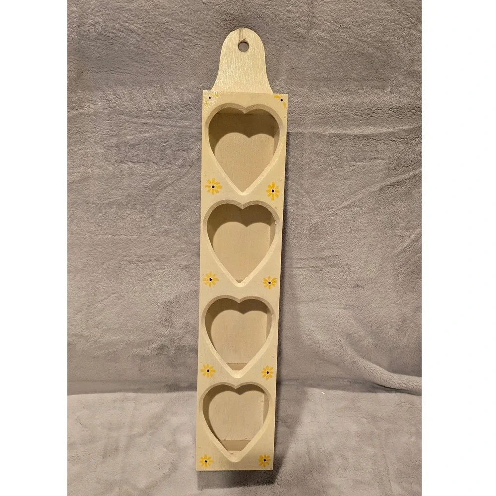 Vintage Wooden Heart Cottagecore Farmhouse Trinket Hanging Shelf 19.5